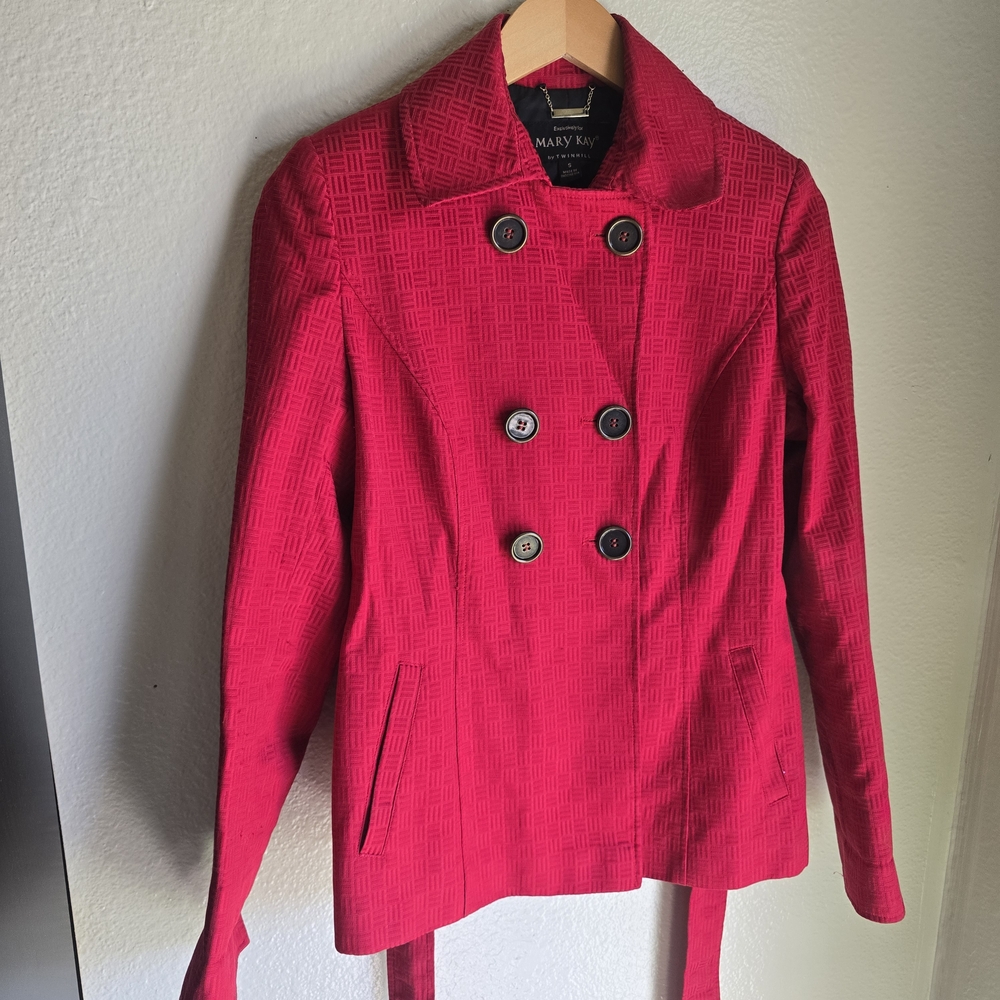 Mary Kay By Twinhill Womens Red Trench Coat. Made exclusively for Mary Kay - Picture 4 of 16